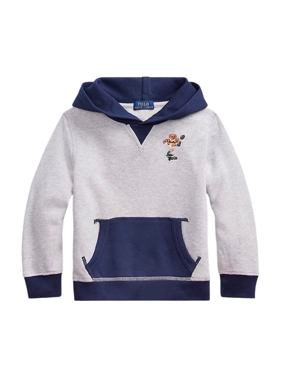 Polo Ralph Lauren Kicker Bear Cotton Hoodie Sweatshirt Football Gray Size XL